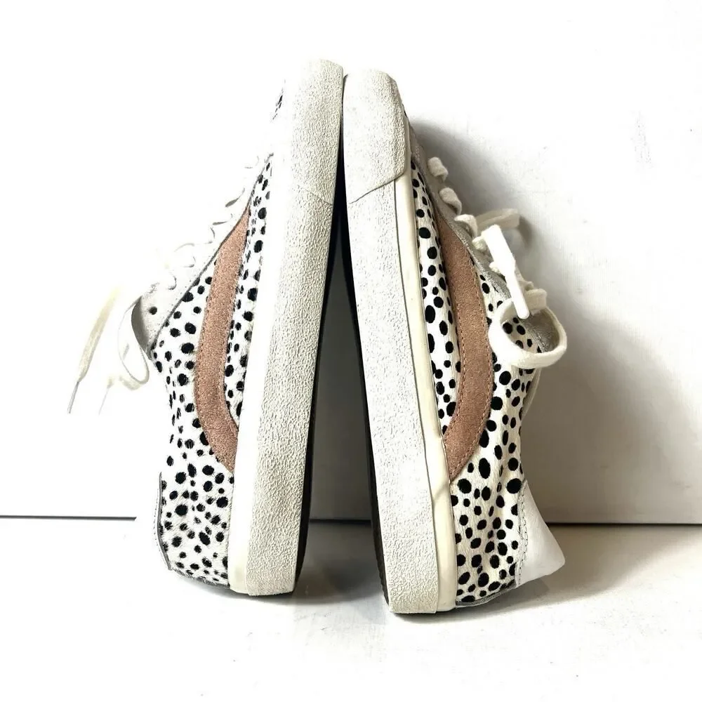 Madewell Women Sz 6.5M Low Top Lace Up Sneaker Real fur-dyed calf hair Dalmatian